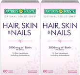 Nature's Bounty Optimal Solutions bottle with caplets for hair, skin and nails.