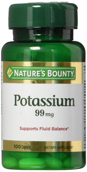 Nature's Bounty Potassium Gluconate caplets bottle showing the product packaging and branding
