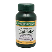 Nature's Bounty probiotic acidophilus tablets, front bottle, support daily digestion and balance