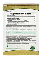 Nature's Bounty Probiotic GX capsules closeup highlighting non-GMO and preservative free formula