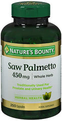 Nature's Bounty Saw Palmetto 450 mg capsules in a 3-pack for urinary support