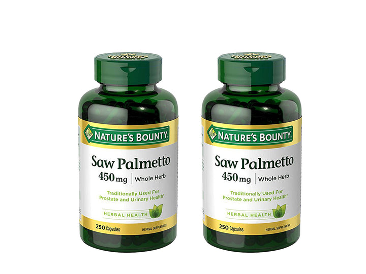 Nature's Bounty Saw Palmetto 450 mg capsules bottle for traditional urinary health support.