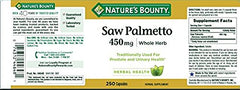 Two-pack Nature's Bounty Saw Palmetto on shelf for daily routine.