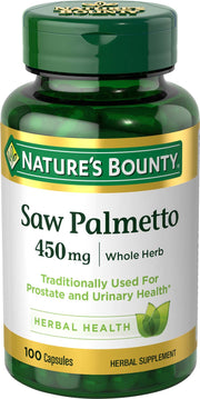 Nature's Bounty Saw Palmetto bottle front view for prostate support.