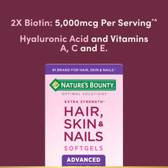 Label highlights biotin and hyaluronic acid in Nature's Bounty formula.
