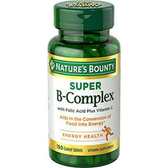 Nature's Bounty Super B-Complex bottle back detailing ingredients for daily use