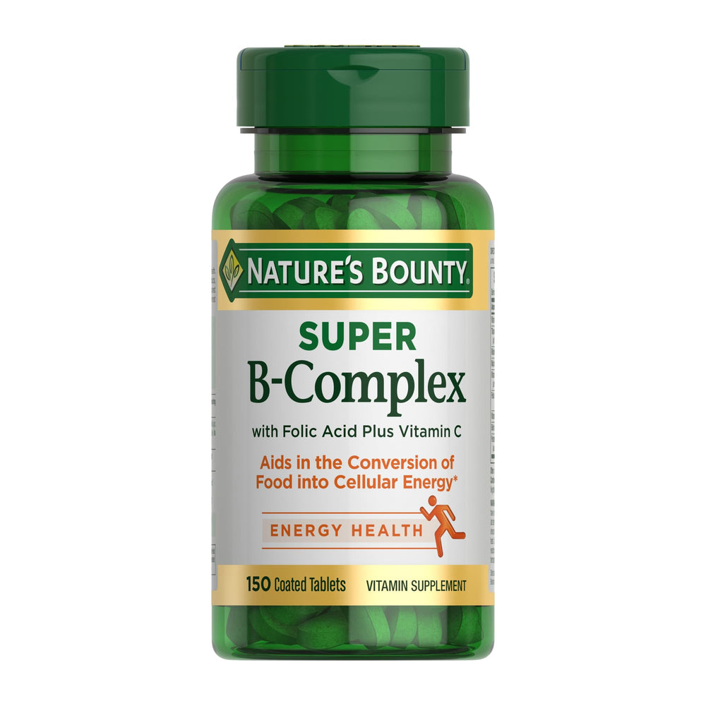Nature's Bounty Super B-Complex bottle front showing complete vitamin blend for daily energy