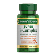 Nature's Bounty Super B-Complex bottle front showing complete vitamin blend for daily energy
