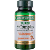 Nature's Bounty Super B-Complex bottle with tablets supporting daily energy.