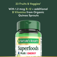 Nature's Bounty Superfoods Plus Energy capsule close-up, easy daily energy support.