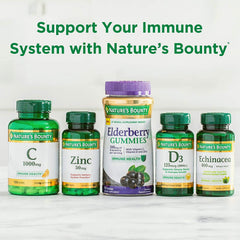 Nature's Bounty Vitamin C + Zinc packaging emphasizes purity.