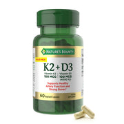 Nature’s Bounty Vitamin D3 K2 bottle for daily bone and immune support.
