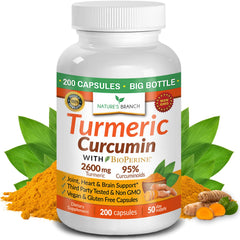 Nature's Branch Turmeric Curcumin bottle showing high absorption for joint support
