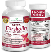 Nature's Branch Ultra Forskolin bottle with 40% potency supporting weight goals.