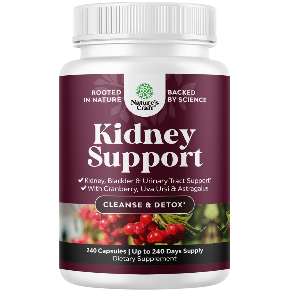 Natures Craft Advanced Kidney Care bottle highlights a potent detox blend for urinary health.
