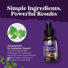 Natures Craft Alcohol-free Ashwagandha Drops glass pour ideal for routines.