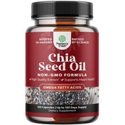 Natures Craft chia seed oil bottle with label highlighting omega-3 for heart health