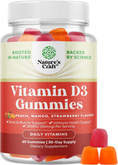 Gominolas D3 de Natures Craft en botella para ingesta diaria saludable