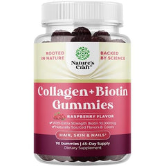 Natures Craft Hair Skin and Nails Gummies bottle shown for daily beauty support