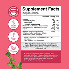 Natures Craft Hormone Balance Gummies label displays ingredients and vitamin blend