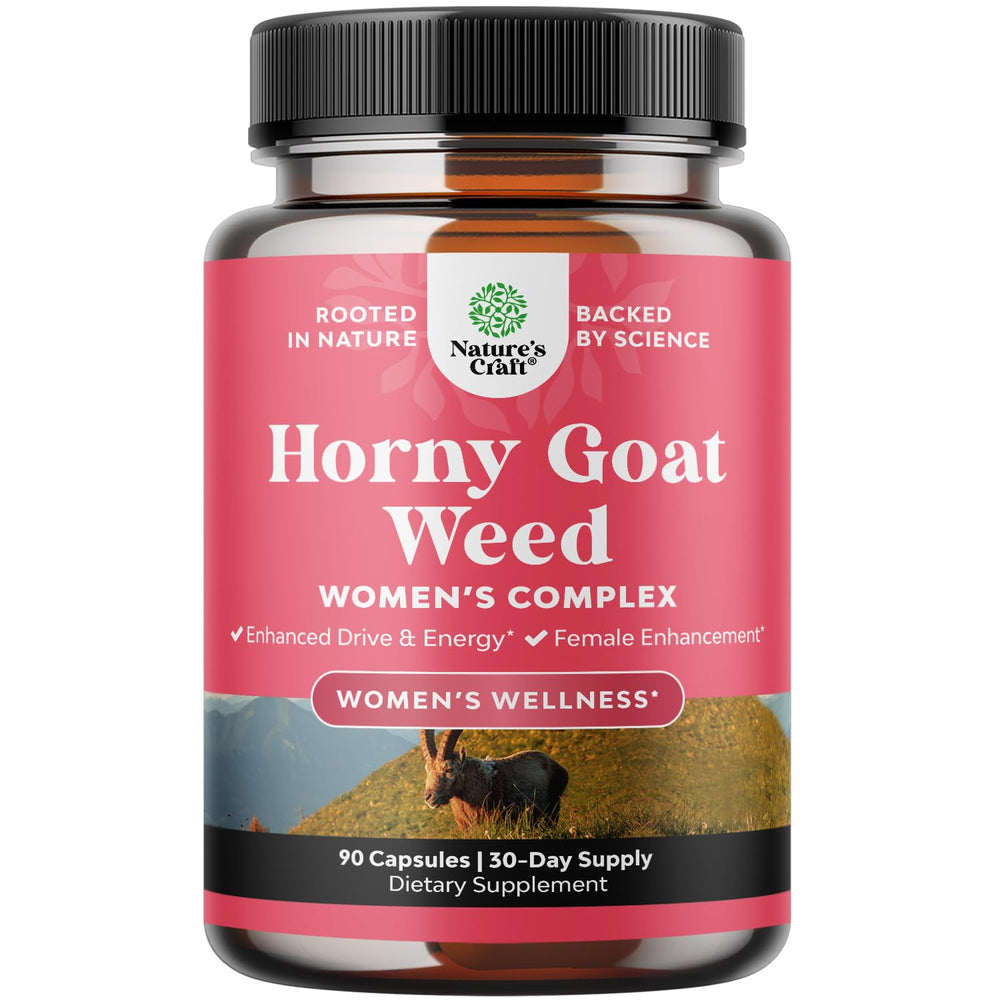 Natures Craft Horny Goat Weed Women bottle promotes mood balance and daily energy.