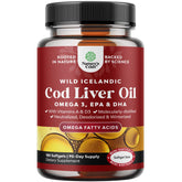 Natures Craft Icelandic Cod Liver Oil softgels bottle for daily omega-3 support