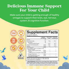 Natures Craft Kids DHA gummies on table, kid-friendly chewy snack