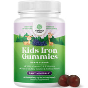 Natures Craft Kids Iron Gummies bottle with vitamin C for immune support.