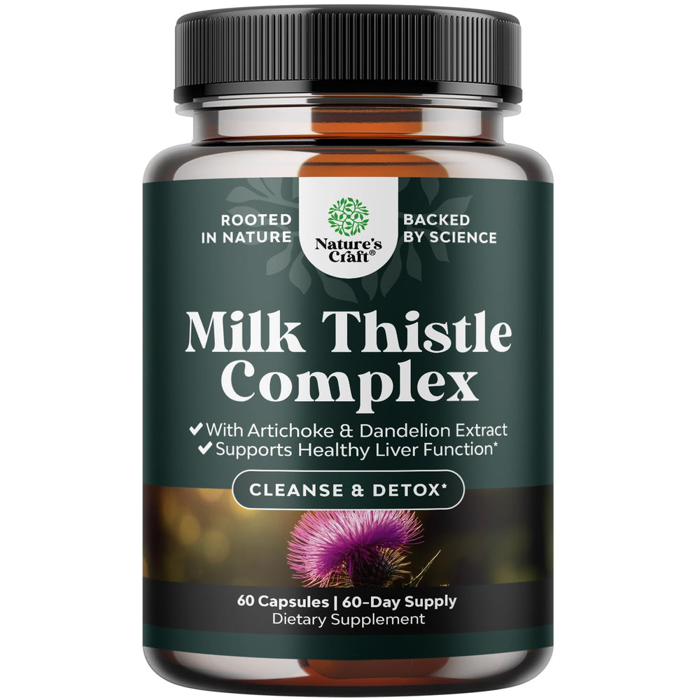 Natures Craft Liver Support bottle front highlighting milk thistle for daily detox support