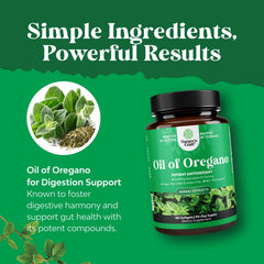 Nature's Craft oregano softgels pour image suggests quick daily dosing