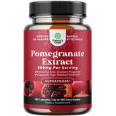 Natures Craft pomegranate supplement bottle showcases real fruit benefits for daily vitality