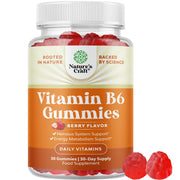 Natures Craft Potent B6 Gummies bottle on the counter for daily energy support.