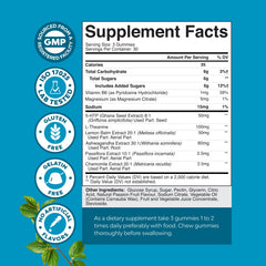Natures Craft Pure Calm label close-up shows magnesium citrate and herbal blend for daytime calm.