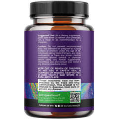 Close up of Natures Craft Pure Calm label showing magnesium glycinate and ashwagandha