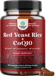 Natures Craft Red Yeast Rice with CoQ10 bottle supports cardiovascular wellness and daily vitality.