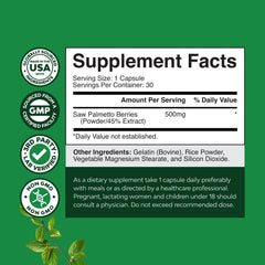 Natures Craft saw palmetto capsules closeup for convenient daily supplementation