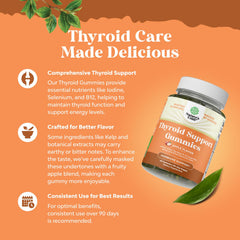 Natures Craft Thyroid Gummies label closeup showing halal and non-GMO features