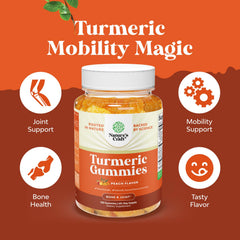 Natures Craft Turmeric Gummies peach label communicates quality and flavor.