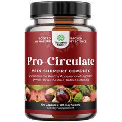 Natures Craft Vein Support bottle front shows vegan capsules for leg comfort.