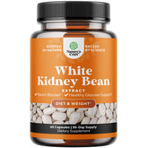 Natures Craft White Kidney Bean Extract capsules on bottle surface, highlighting digestive health support
