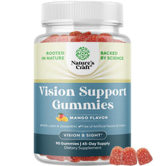 Natures Craft Zeaxanthin Lutein gummies for adults in a bottle, daily eye comfort.