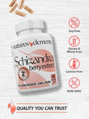 Natures Elements Schizandra label close-up highlighting purity and quality
