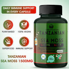Natures Foods Sea Moss Capsules close-up ready for daily use
