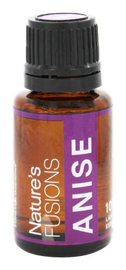 Nature's Fusions Anise essential oil bottle with dropper for easy aromatherapy use.