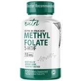 Nature's Fusions Nutri 5-MTHF bottle with 120 vegan tablets for methylation support.