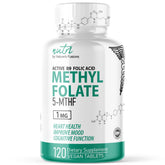 Nature's Fusions Nutri 5-MTHF bottle front showing premium methylfolate packaging for energy support