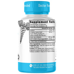 Close-up of Nutri RALA capsules showing vegan shell and Biotin in the formula