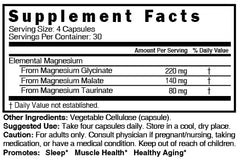 Close-up of bottle label highlighting 440 mg per serving and chelated magnesium