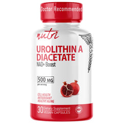 Nature's Fusions Nutri Urolithin A bottle close-up for daily cellular support