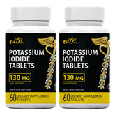 Nature's Fusions potassium iodide tablets bottle-front view, two-pack supply for households.